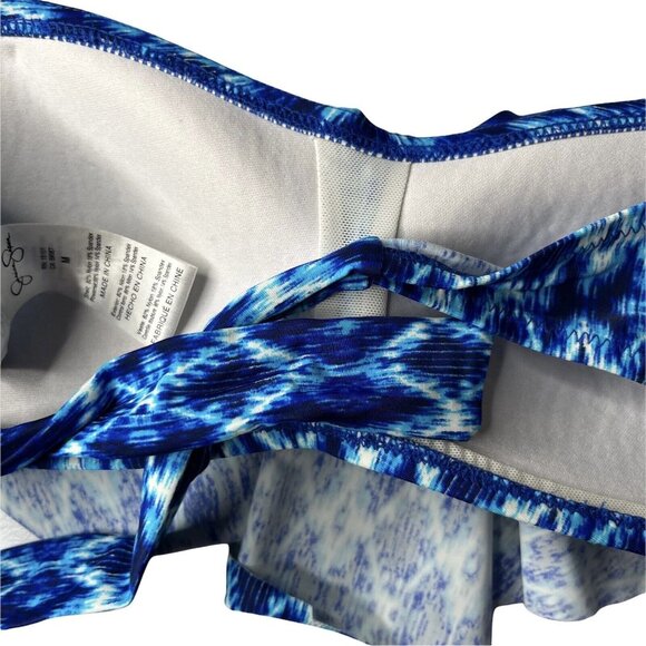 Jessica Simpson Womens Bikini Swim Top Blue Flouce Overlay Size Medium - Picture 5 of 10